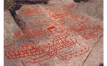 Skin boat carvings at Kalnes